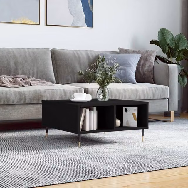 Berkfield Home Black Square Coffee Table W/D/H: 60 x 60 x 30 cm