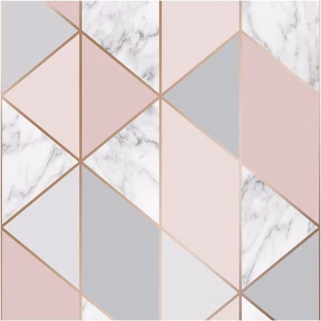 Graham & Brown Sublime Marble Blush Geometric Wallpaper in Pink and Grey, Width: 52 cm – 1