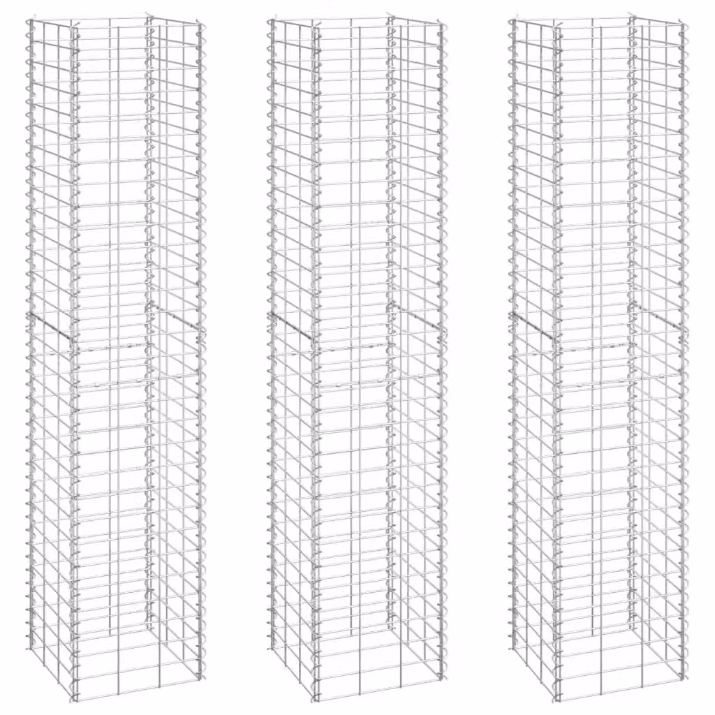 Berkfield Home Silver Metal Gabion Raised Beds, 3 Piece Set, W/D/H: 30 x 30 x 150 cm – 2