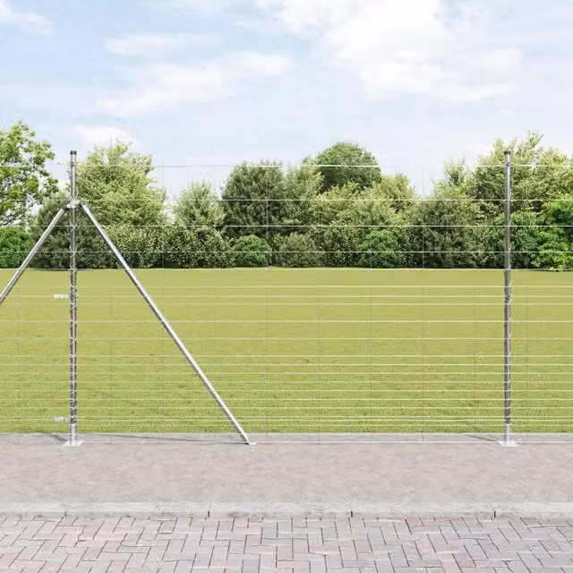 Berkfield Home Field Fence Galvanised Steel in Silver, H: 160 cm x W: 25 m – 1