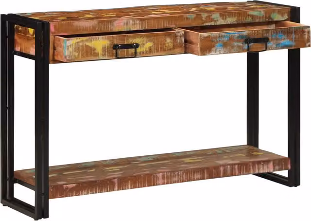 Berkfield Home Multicolour Reclaimed Solid Wood Console Table W/D/H: 120 x 33 x 75 cm