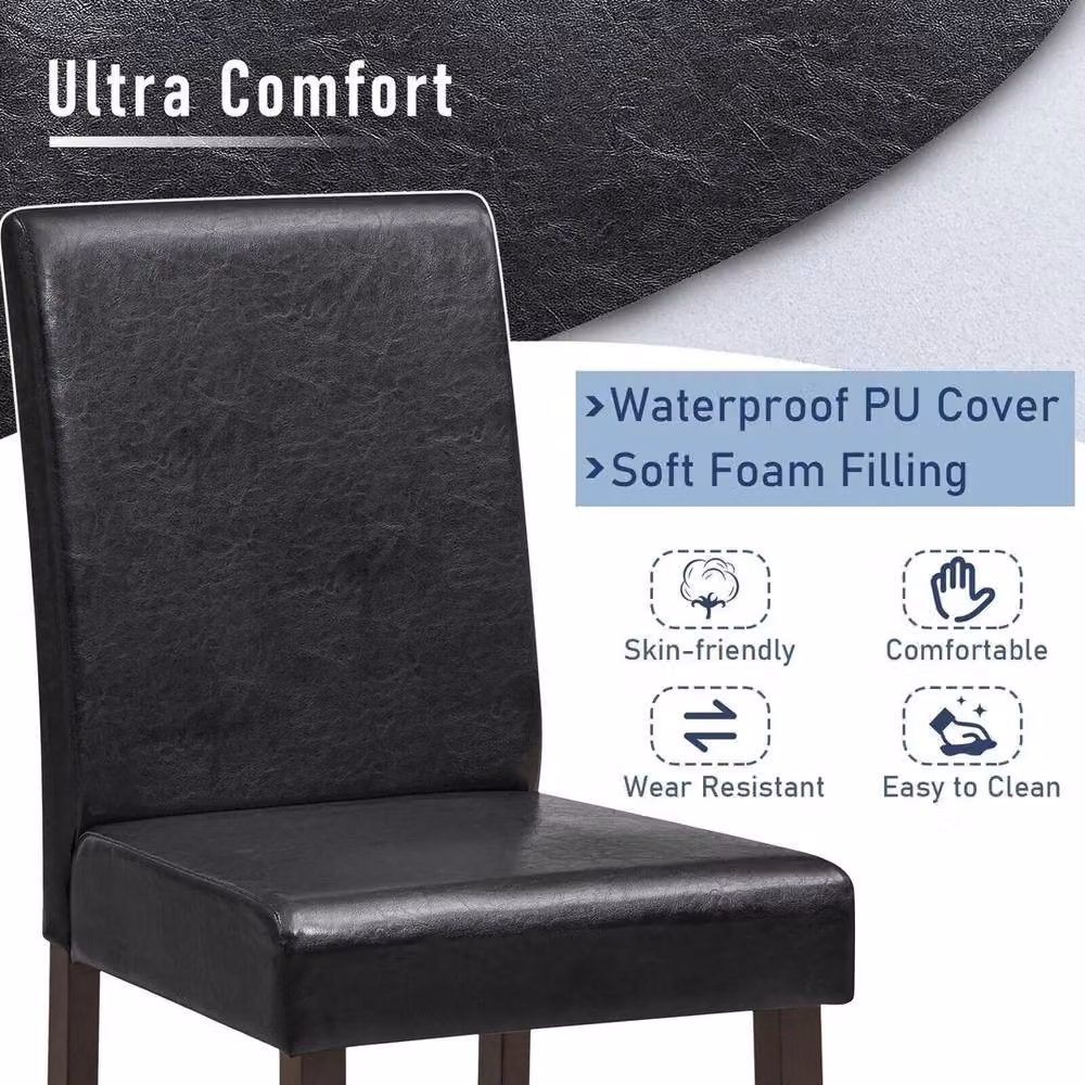 Havendro Set of 2 Black PU Leather Bar Stools for Kitchen and Dining Rooms – 4