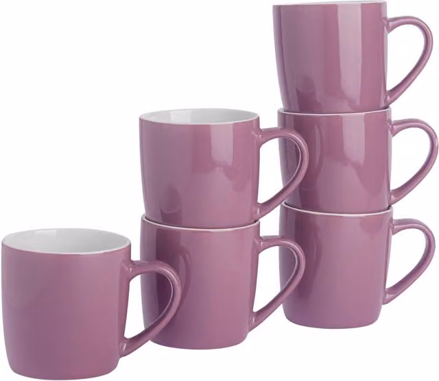 Argon Tableware Purple Stoneware Coffee Mug, 340ml (Set of 6)
