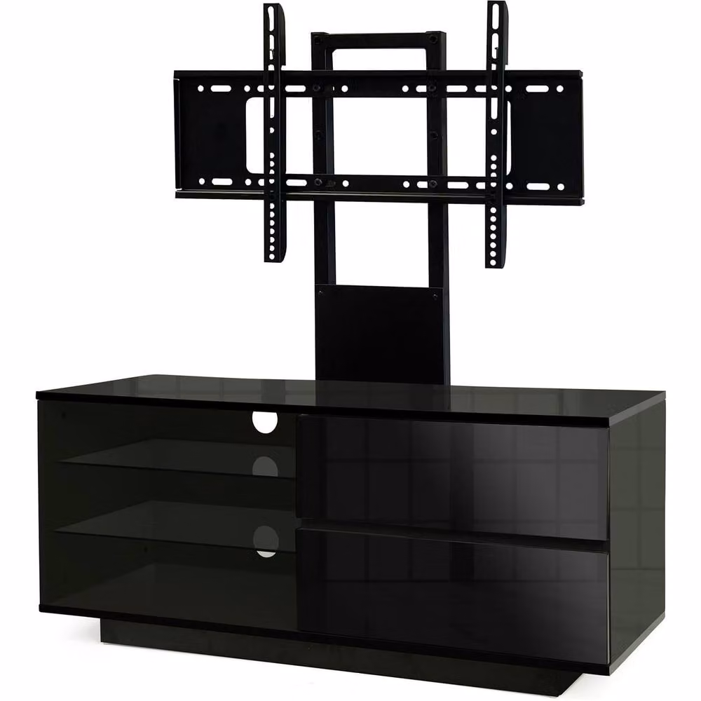 Centurion Supports Gallus Gloss Black TV Cabinet with 2 Drawers, 2 Shelves and Mounting Arm for 32 to 55 inch LED/LCD/Plasma Screens, W/D/H: 110 x 39.5 x 47.5 cm – 2