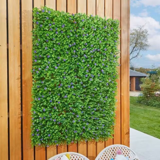 Garden Mile Artificial Floral Living Wall Trellis in Green and Purple