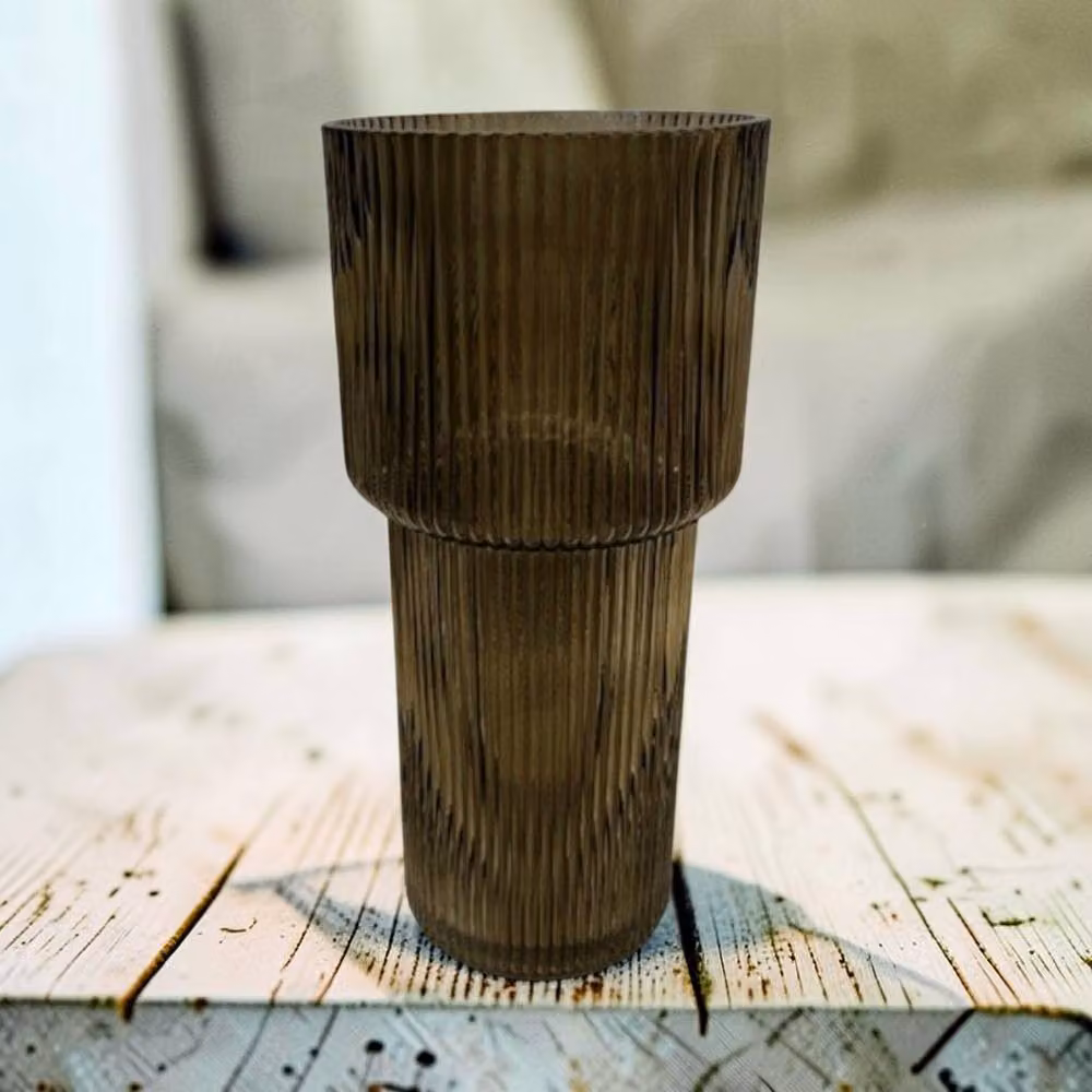 Four Candle Modern Ribbed Glass Tabletop Vase in Green, H 30.0 cm x W 14.0 cm x D 14.0 cm – 2