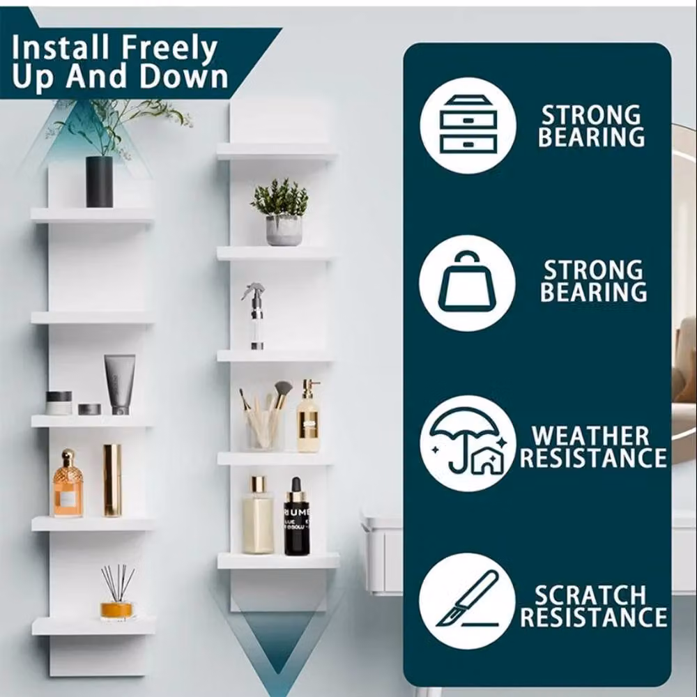 SPETLEK 5 Tier White Wall Mounted Floating Storage Shelf Unit – 2