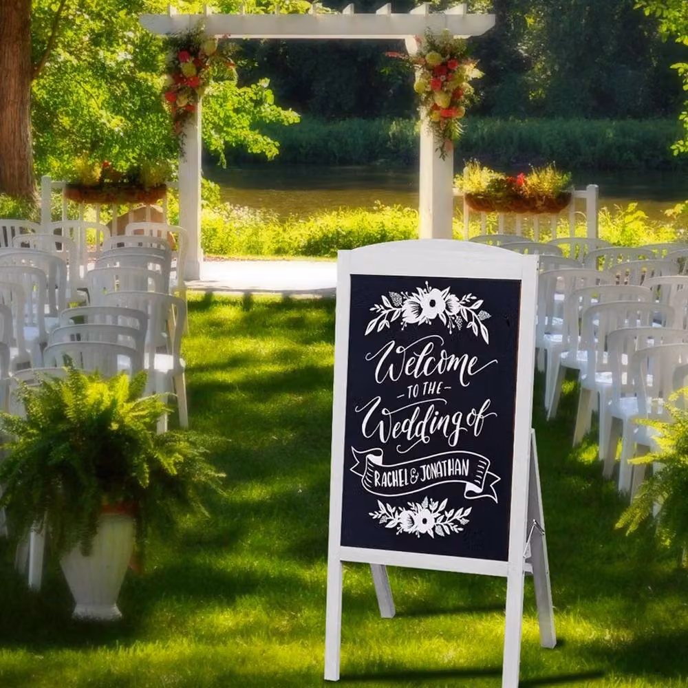 NESTLUNE White Heavy Duty A Frame Sandwich Board Chalkboard Easel Sign – 5
