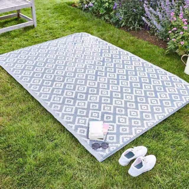 Marco Paul Shiraz Slate Grey Geometric Outdoor Alfresco Rug, W/D/H: 210 x 150 cm