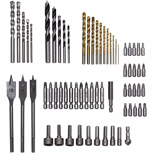MYLEK 128 Piece HSS Drill Bit and Screwdriver Accessory Set with Carry Case – 4