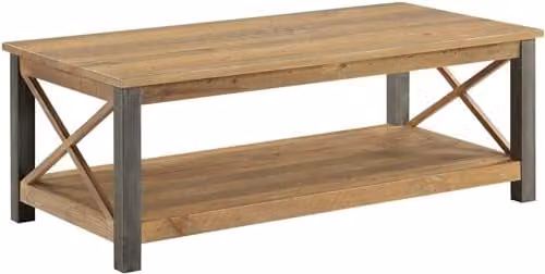 baumhaus Urban Elegance Reclaimed Coffee Table in Brown with Solid Wood and Steel Frame, W/D/H: 119 x 59 x 43 cm