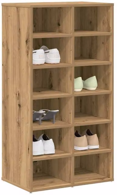 Berkfield Home Artisan Oak Shoe Rack in Brown, W: 54 cm, D: 34 cm, H: 100.5 cm