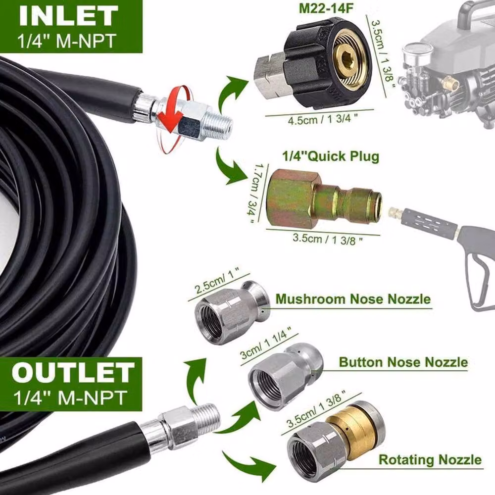 SPETLEK Sewer Jetter Kit 30M for Pressure Washer, Black, 100g – 2