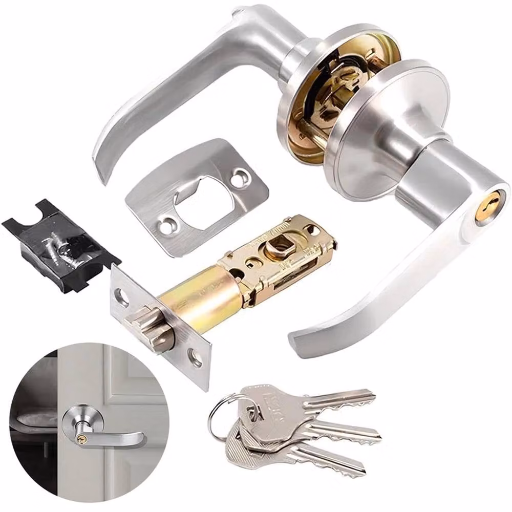 Nordara Silver Aluminium Door Lever Handle Set with Keyed Lock for Bathroom and Bedroom Internal Use – 2