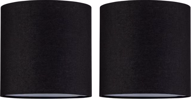 First Choice Lighting Set of 2 Valetta Easy Fit Fabric Pendant Shades in Textured Black Cotton