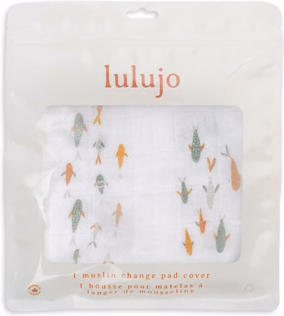 Lulujo Cotton Fitted Crib Sheet with Fish Graphic, Multicolour, W: 81 cm x D: 43 cm
