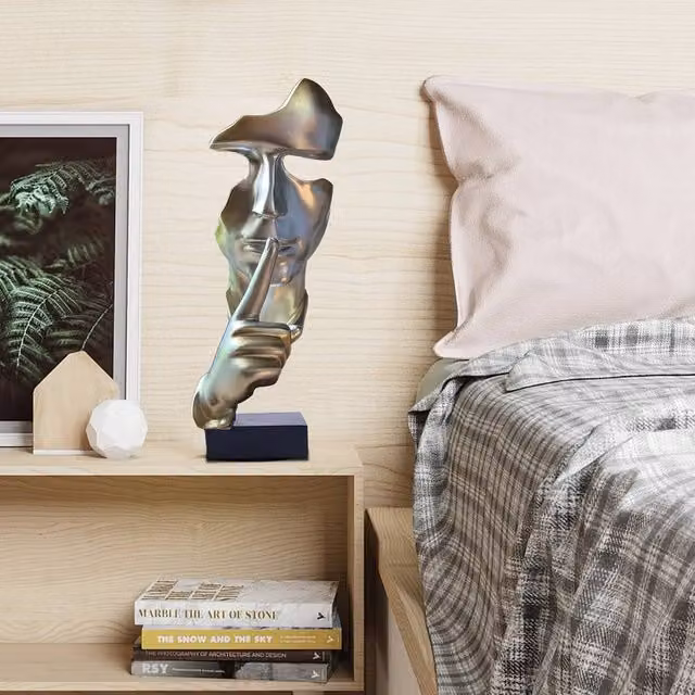 Huhote Silver Abstract Thinker Resin Sculpture for Home Decor – 1