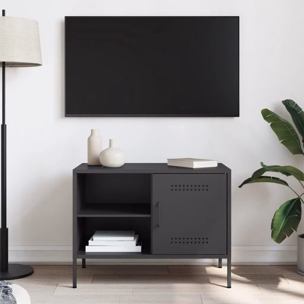 Berkfield Home Industrial Black Steel TV Cabinet W: 68 cm, D: 39 cm, H: 50.5 cm – 3