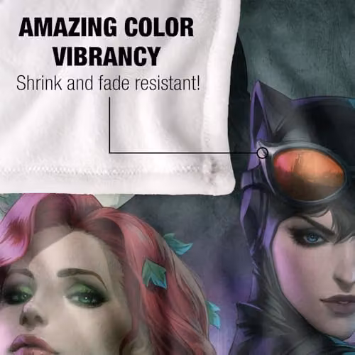 LOGOVISION Batman Catwoman Poison Ivy and Harley Quinn Trio Super Soft Silky Touch Fleece Throw Blanket, Multicolour, W/D/H: 91 x 147 cm – 3