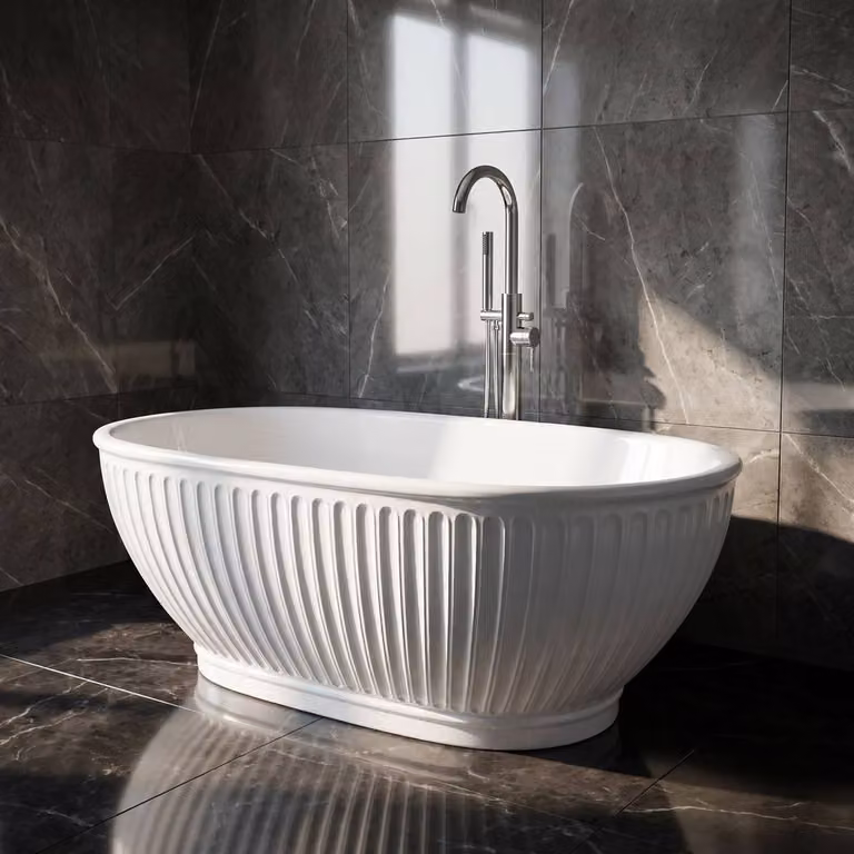 Balterley Iverley Contemporary Luxury Oval Thin Rim Double Ended Freestanding Bath in White W: 168 cm, D: 75 cm, H: 57 cm