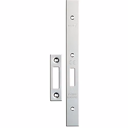 Loops Forend Strike and Fixing Pack for DIN Euro Deadlock in Bright Steel Silver