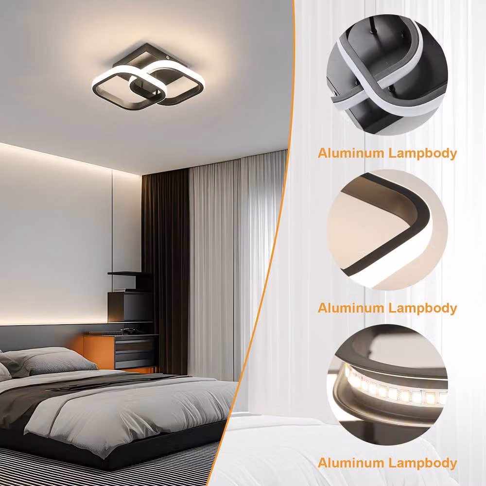 Pheashine 2-Pack Square LED Ceiling Lights, 22W, 4500K Neutral White, Black, W/D/H: 23 x 23 x 23 cm – 4