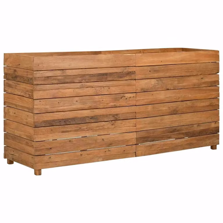 Berkfield Home Raised Bed in Brown Solid Teak Wood and Steel, W/D/H: 150 x 40 x 72 cm