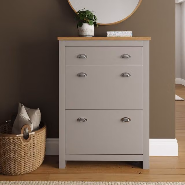 GFW Lancaster 2 Door 1 Drawer Shoe Cabinet in Grey – 2