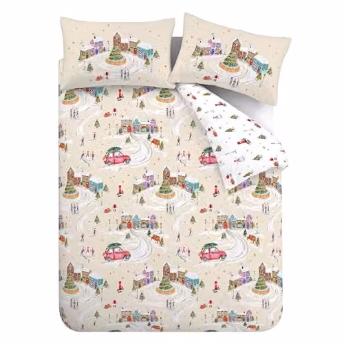 Catherine Lansfield Christmas Town Reversible King Duvet Cover Set with Pillowcases, Multicolour, W/D/H: 220 x 180 x 200 cm – 3