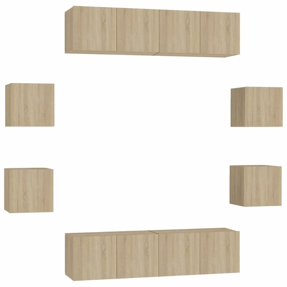 Berkfield Home 8 Piece Sonoma Oak TV Cabinet Set in Brown and Beige – 2