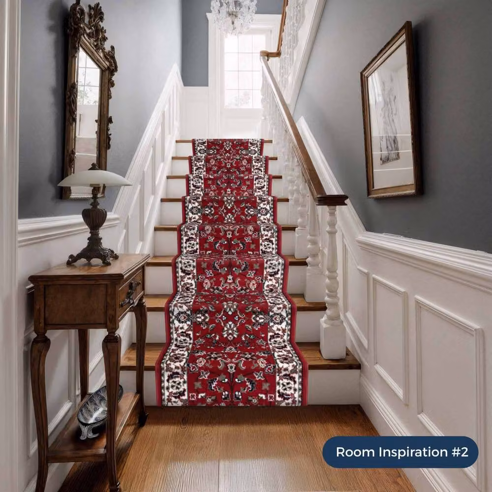 runrug Traditional Stair Runner Carpet, Red, W: 80 cm, L: 570 cm – 6