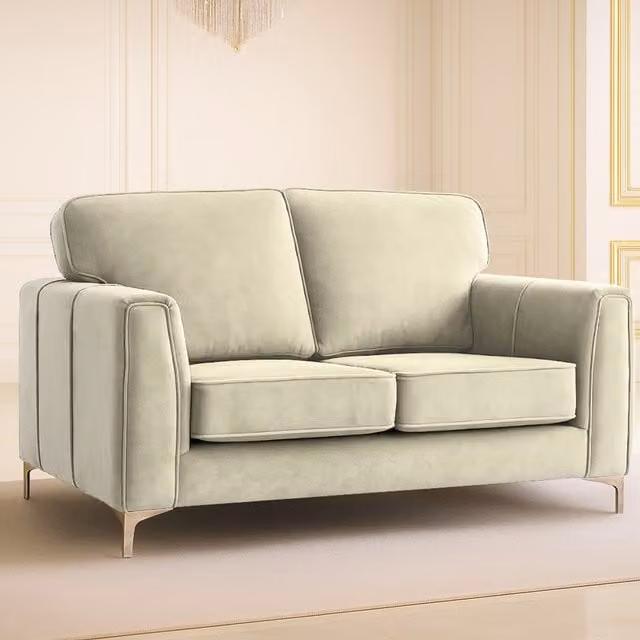 Somnior Beds Ltd Regency 2-Seater Plush Velvet Sofa in Beige