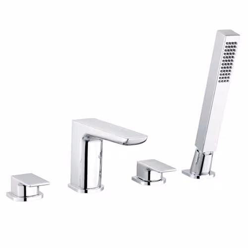 Nes Home Chrome Bath Filler Mixer Tap with Shower Handset and Two Handles