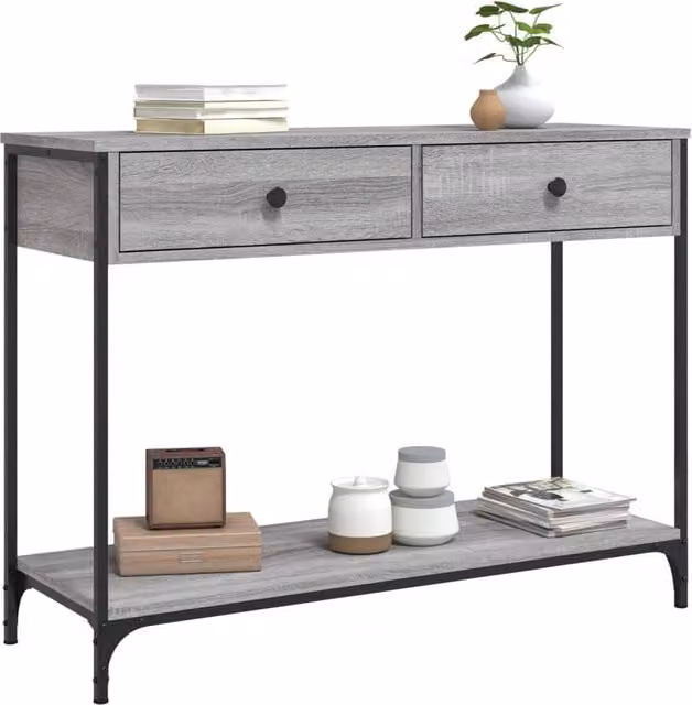 Berkfield Home Decorative Console Table in Grey Sonoma, W/D/H: 100 x 34.5 x 75 cm