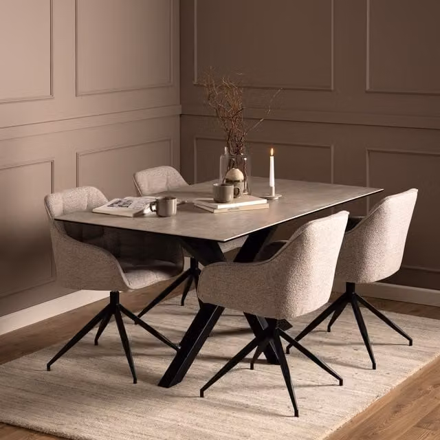 Furniture To Go Heaven Rectangular Ceramic Dining Table in Grey Matt Stone Finish W/D: 160 x 90 cm