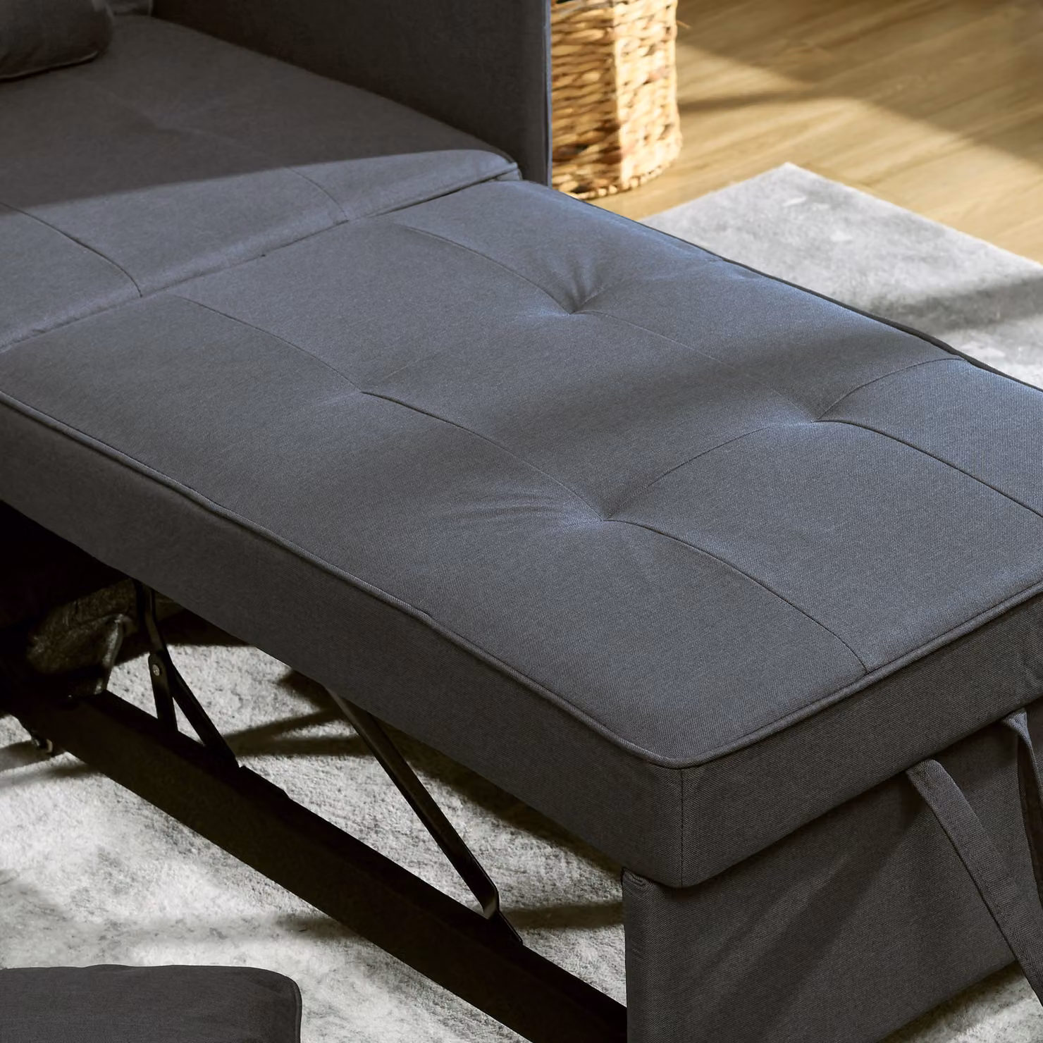 HOMCOM 3-in-1 Single Sofa Bed with 5-Position Adjustable Back and Removable Washable Pillow, Grey – 7