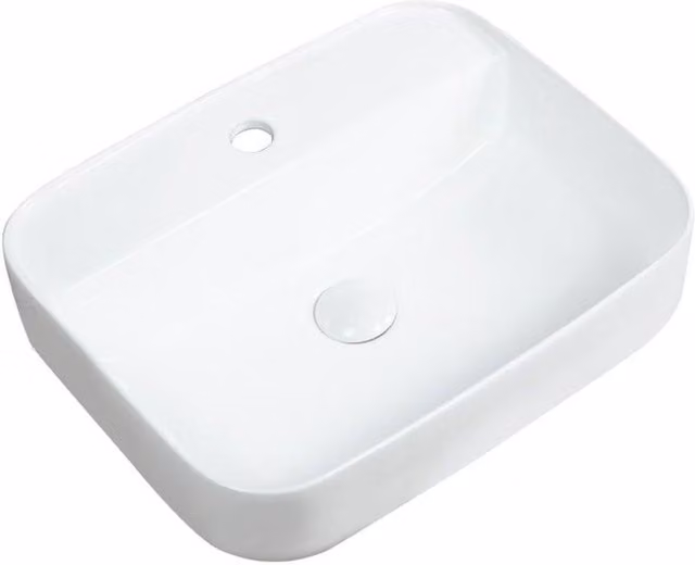 Clifton White Ceramic Square Countertop Basin W: 50 cm, D: 50 cm, H: 13 cm