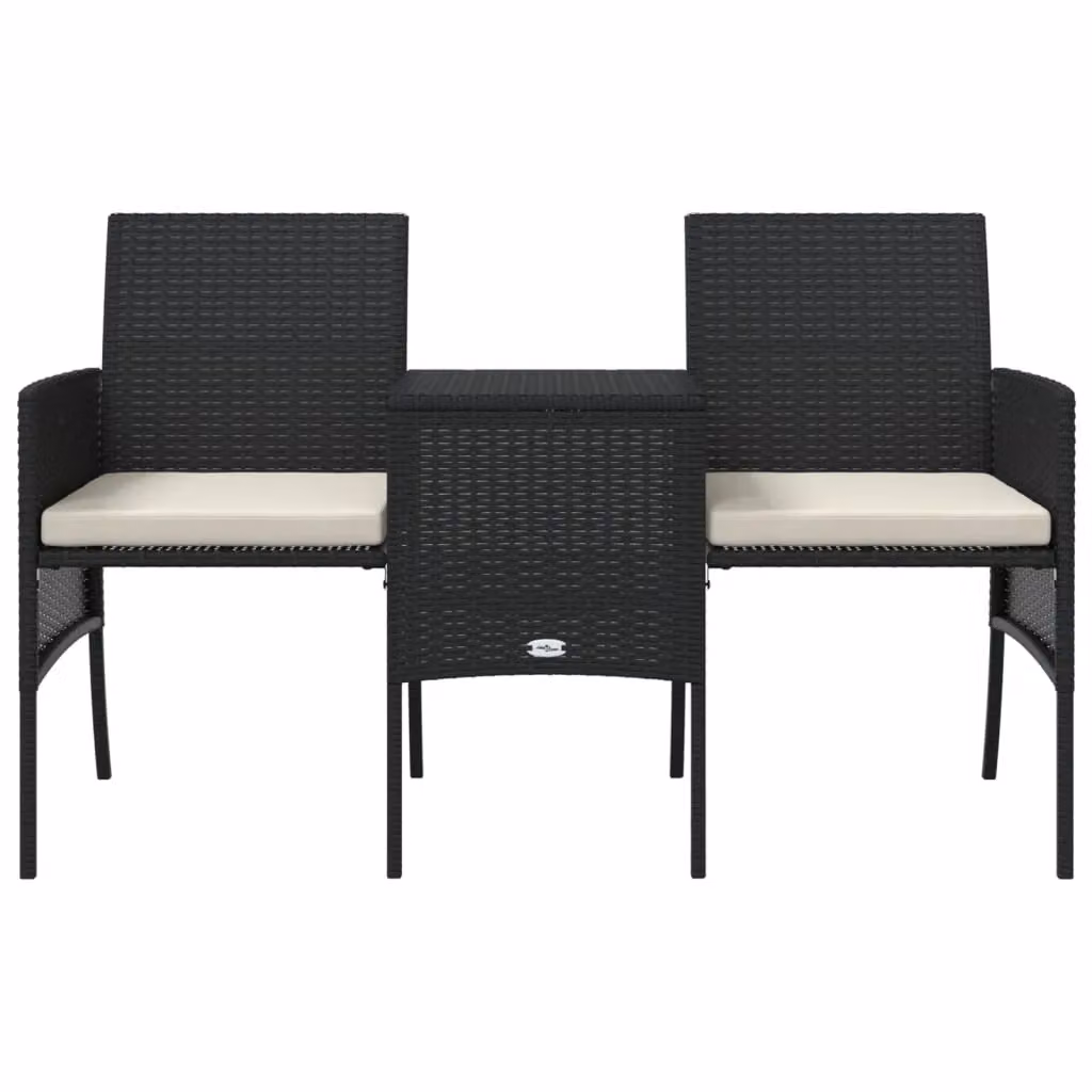Berkfield Home Modern 2-Seater Garden Sofa Set with Table and Stools in Black Poly Rattan and Steel – 4