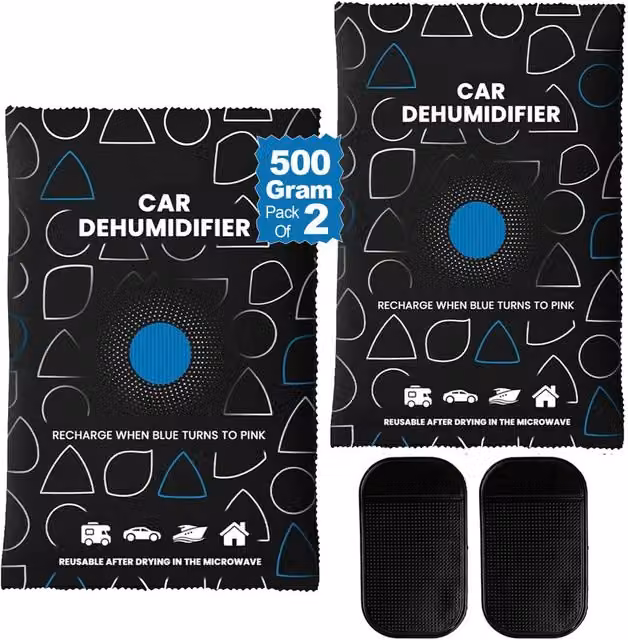 MANTRARAJ Reusable Car Dehumidifier Dry Bag Moisture Absorber Pads, Black, 2 Pack – 1