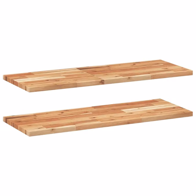 Berkfield Home Set of 2 Floating Shelves in Brown Oil Finished Solid Acacia Wood, W: 80 cm, D: 30 cm, H: 2 cm