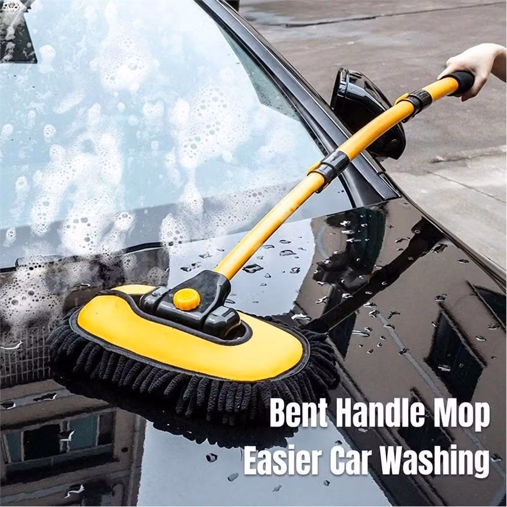 Nordara Yellow Adjustable Telescopic Car Wash Brush Cleaning Kit with Microfibre Head – 5
