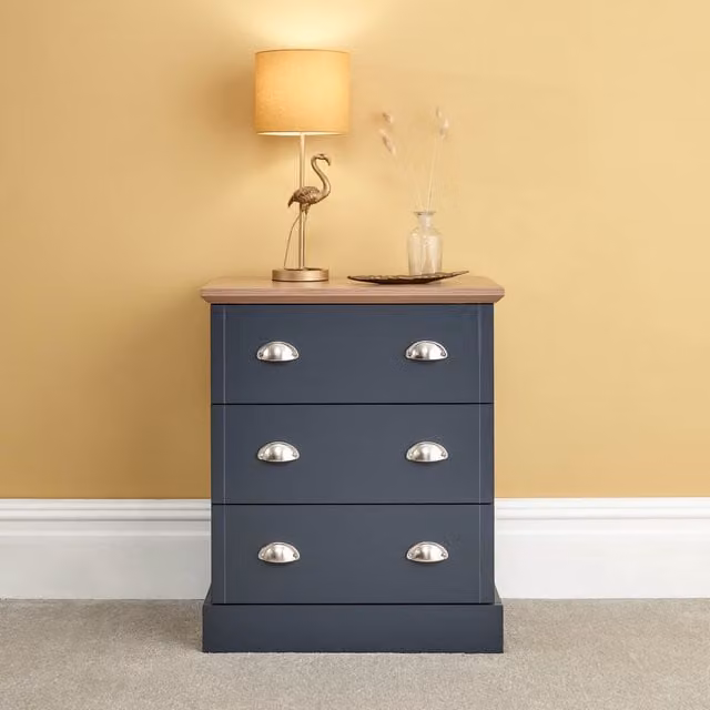 GFW Kendal 3 Drawer Chest in Blue and Grey