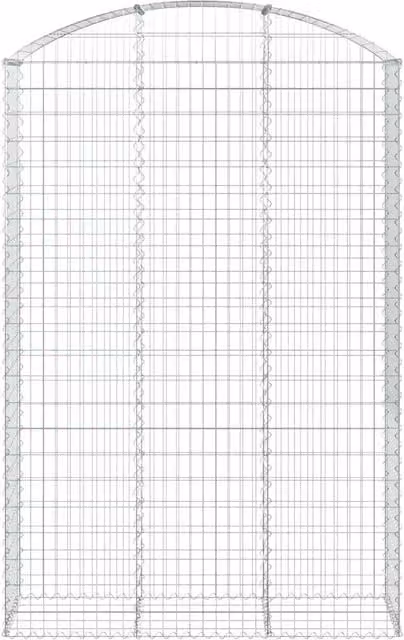 Berkfield Home Decorative Arched Gabion Basket in Silver Galvanised Steel, W/D/H: 150 x 50 x 220 cm