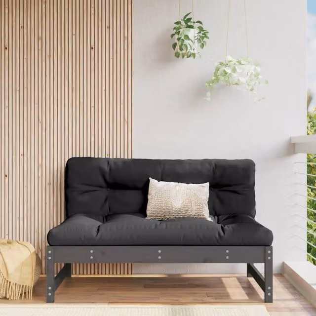 Berkfield Home Middle Grey Fabric Click Clack Sofa with Solid Pine Wood Frame W/D: 120 x 80 cm – 1