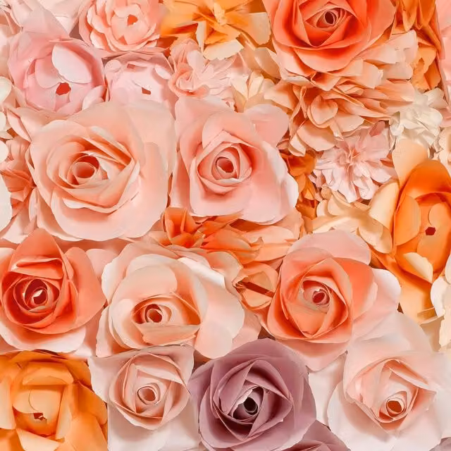Orange Floral Flowers Wall Mural Wall Art