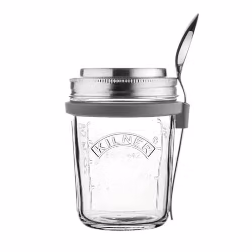 Kilner 0.35 l Transparent Breakfast Jar Set with Stainless Steel Spoon and Measuring Lid
