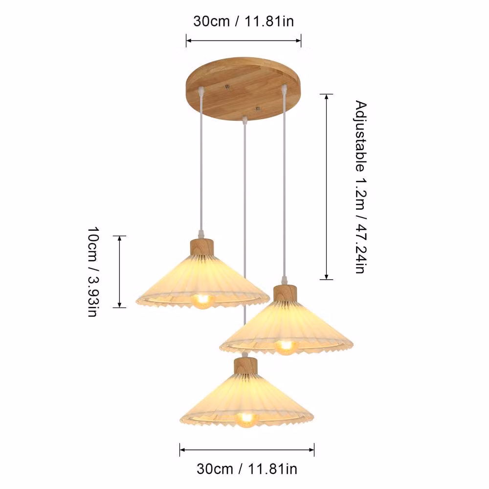 Pheashine Adjustable Scandinavian Wood Pendant Light, Brown, Height: 120 cm – 2