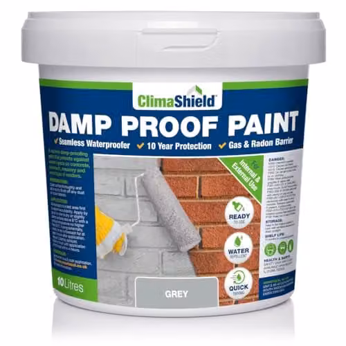 SmartSeal Grey Damp Proof Paint for Interior and Exterior Walls, Ceilings and Floors, 10 Litres