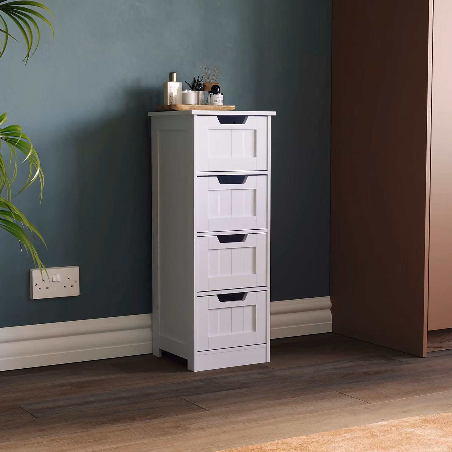 Home Discount Vida Priano 4 Drawer Freestanding Bathroom Storage Unit in White – 4