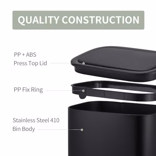 Hygrad Built to Survive 55 Litre Motion Sensor Electric Kitchen Bin in Black, W: 42.5 cm, D: 28.5 cm, H: 61.5 cm – 7